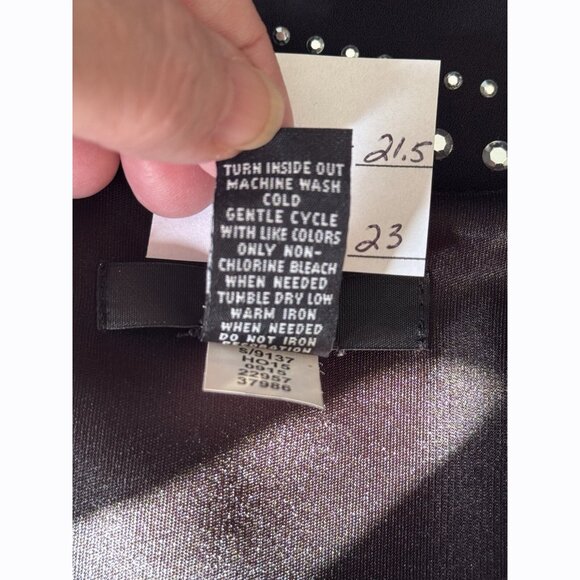 Alfani Womens Rhinestone Studded Evening Top Sz 14 Black Flare Sleeve Whimsigoth - Picture 6 of 7